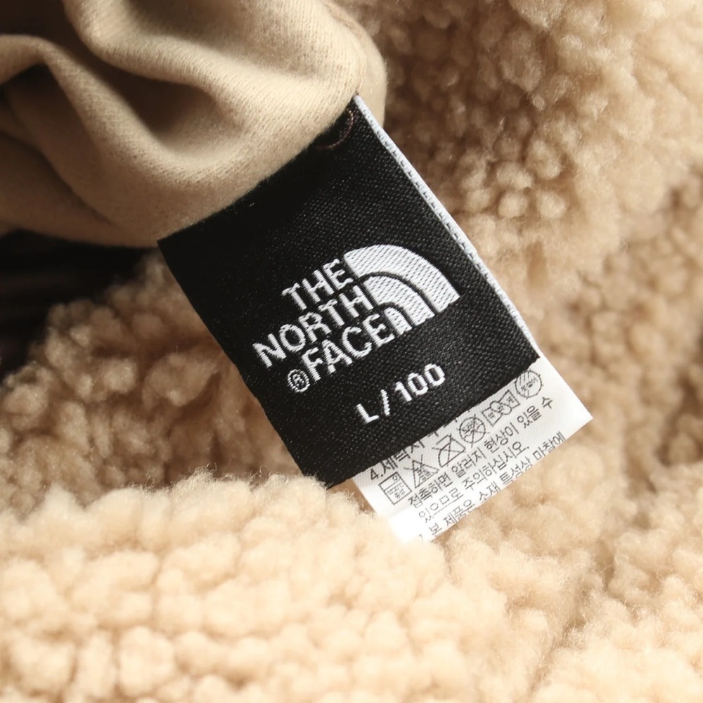 The North Face WHITE LABEL PLAY GREEN RVS FLEECE Jacket Beige Reversible Hooded - Picture 4 of 7